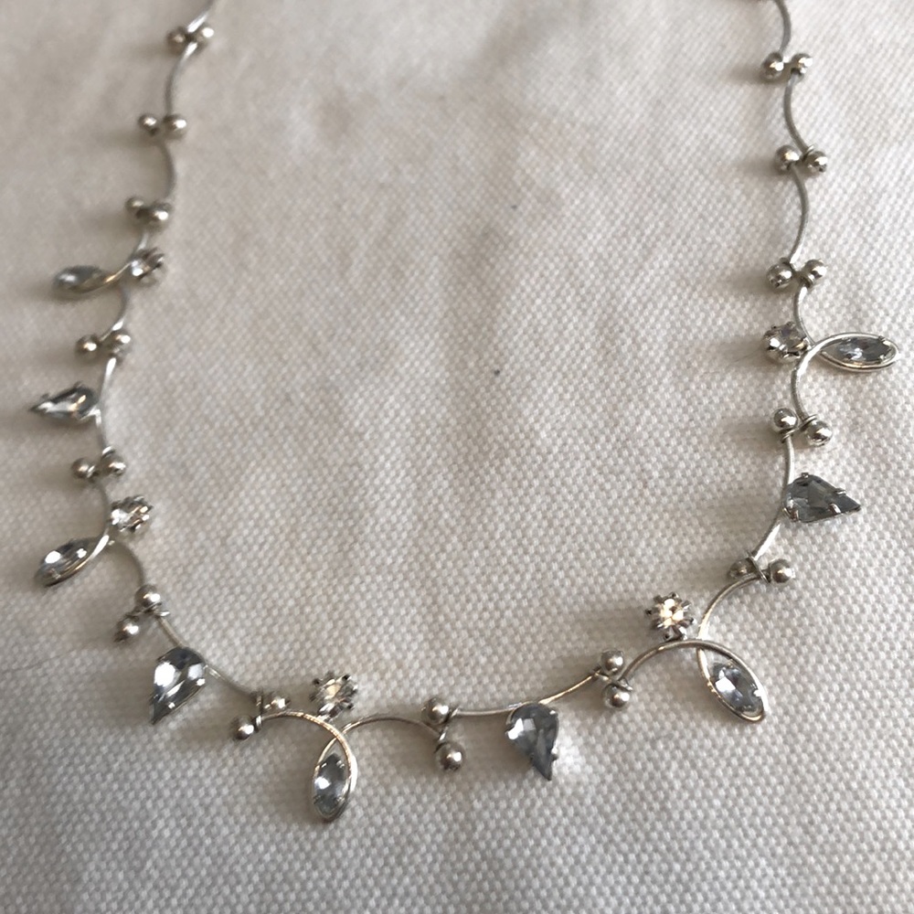 Sparkly Silvery Clear Gem Necklace